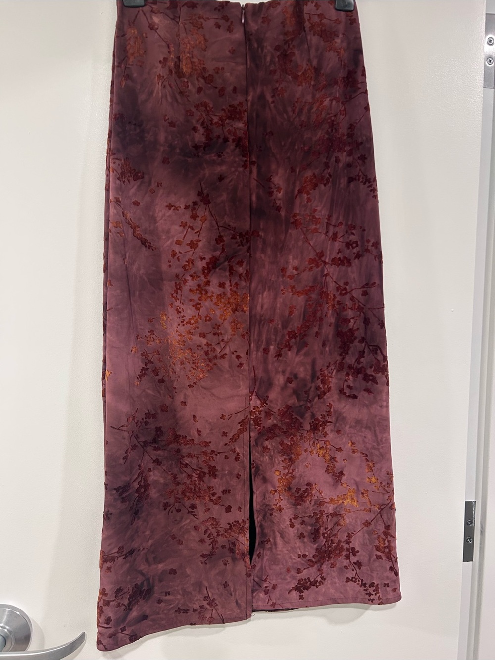Mauve Floral Velvet Suede-Like Maxi Skirt